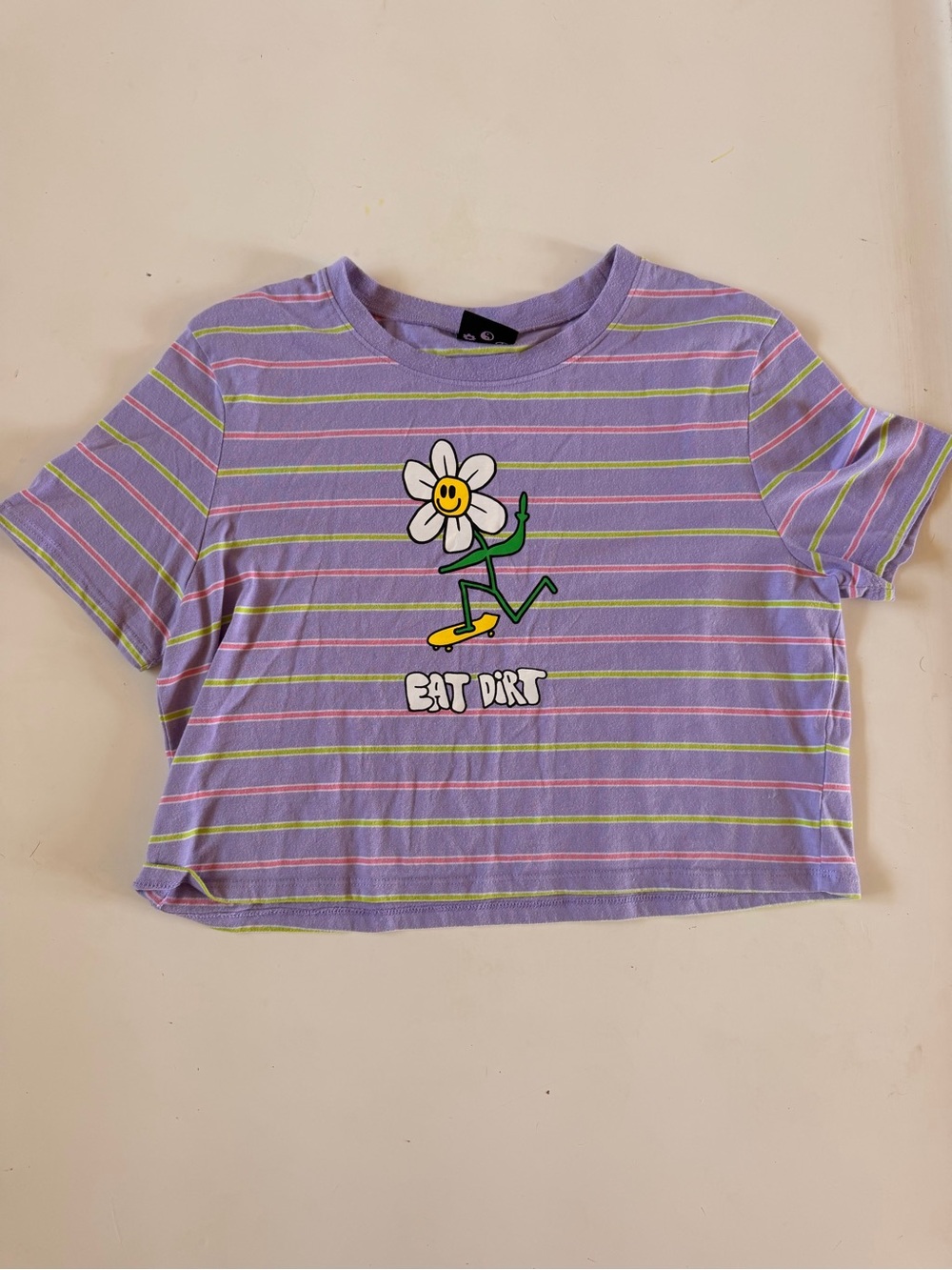 Women’s Lavender Striped Graphic Tee - Eat Dirt